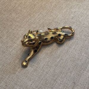 Vintage Crown gold toned TRIFARI leopard brooch